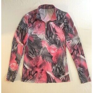 Sofibella UV Women's Long Sleeve 1/4 Zip Top XS Phoenix Feather golf athleisure